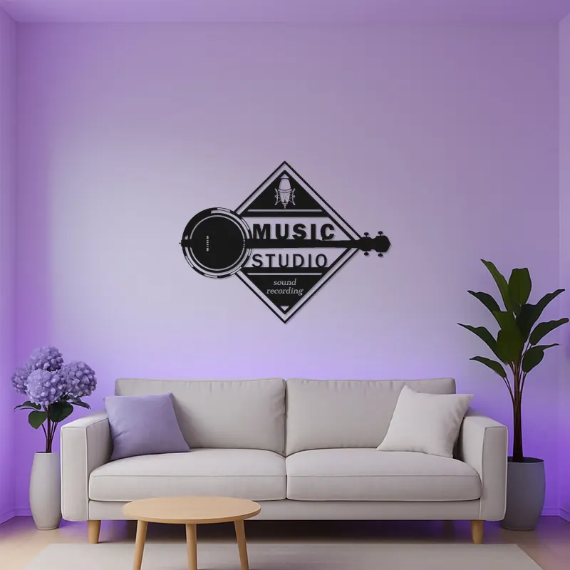 Personalisierte LED-Metallschild Banjo | Vintage Musikstudio-Dekor | Matte schwarze Wandkunst | Retro-Geschenk für Musiker
