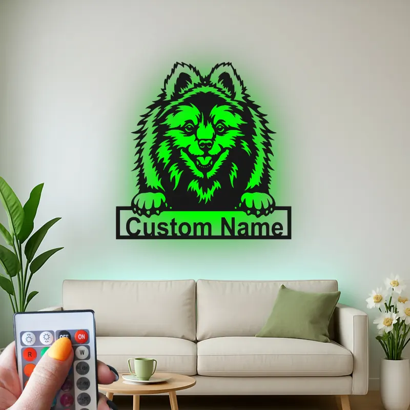 Personalized Pomeranian LED Sign | Custom Dog Name Metal Wall Art | Pet Lover Gift | Entryway Decor