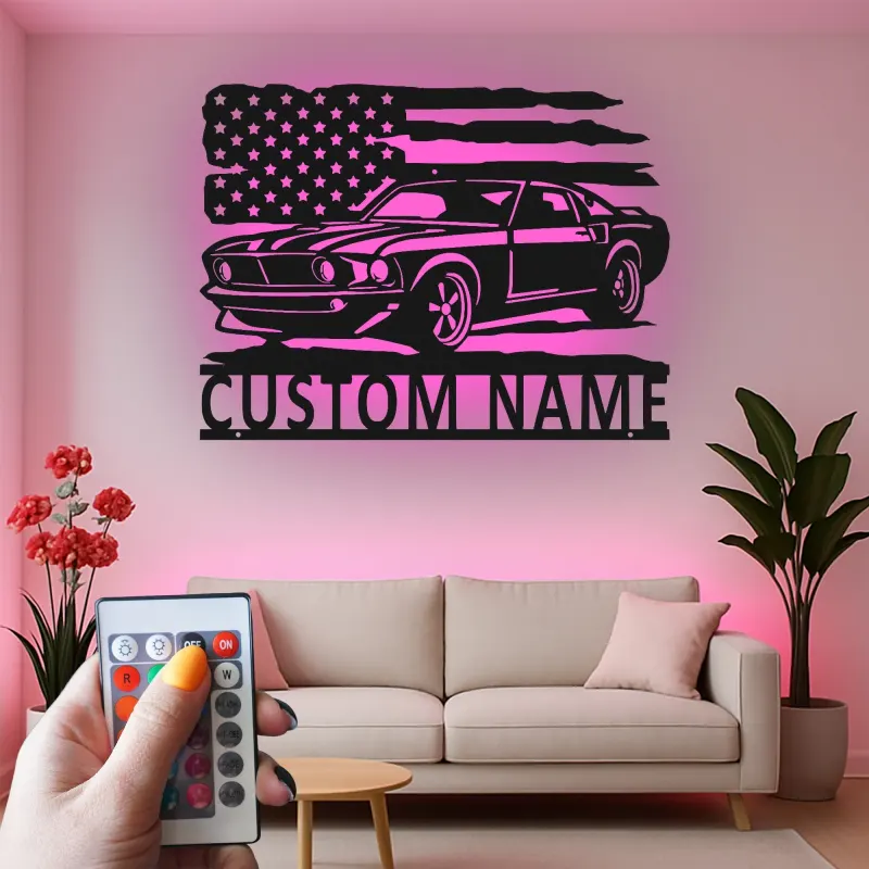 Cartel de metal LED de coche clásico personalizado Regalo para entusiastas de coches Decoración de garaje o man cave