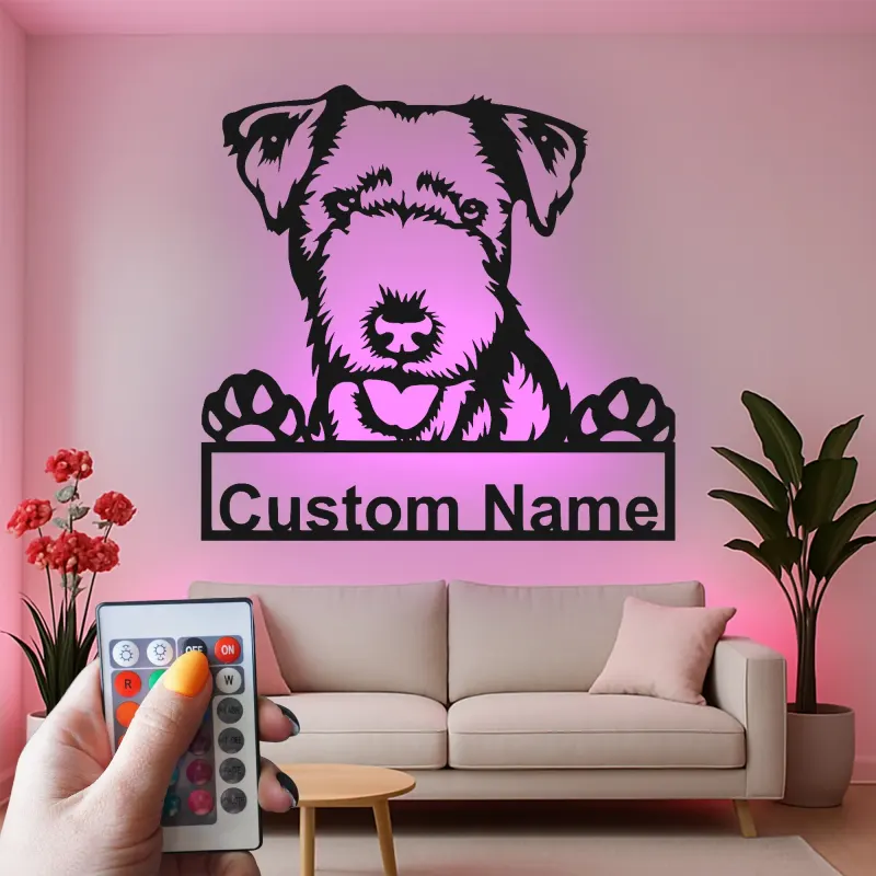 Custom Dog Led Light Metal Wall Art Personalized Pet Parent Gift Living Room Decor for Dog Lovers 4