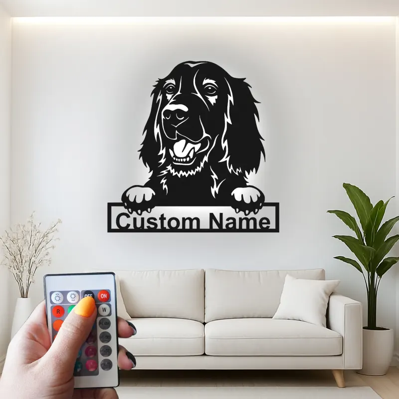 Décoration murale en métal LED personnalisée pour chien, cadeau pour les amoureux des animaux, décoration de salon ou de chambre