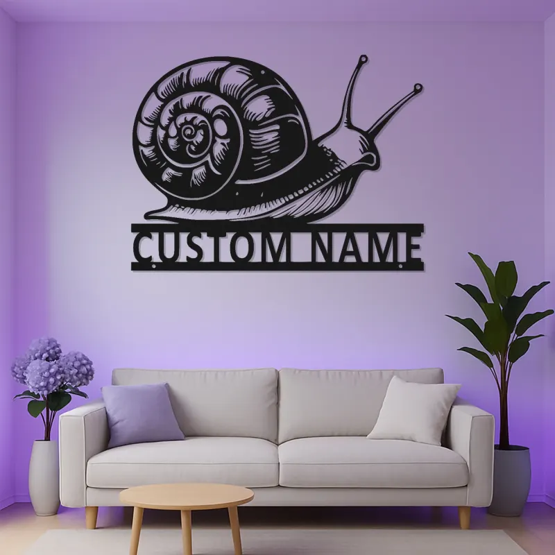 Custom Snail Metal Wall Art with LED | Personalized Gardener Gift | Outdoor Patio & Garden Decor | Realistic Silhouette Sign