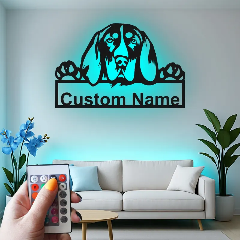 Cartel de metal LED de raza de perro personalizado Regalo para dueños de mascotas Decoración para salón o entrada 3