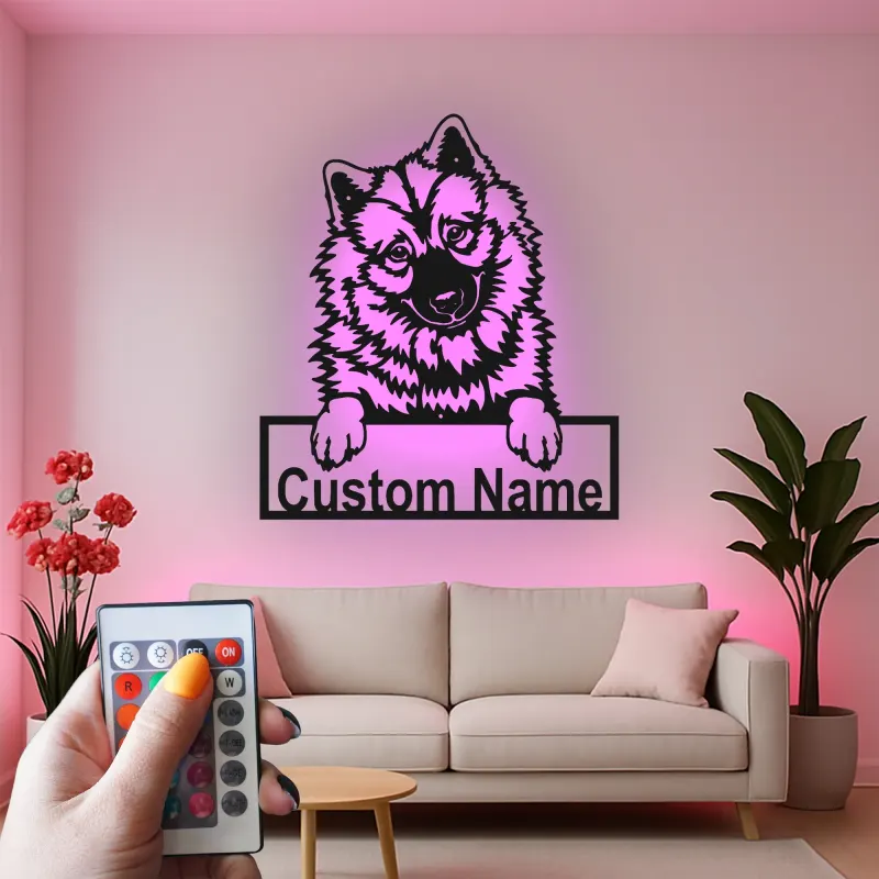 Cartel de metal LED personalizado de Pastor Alemán, regalo para amantes de los perros, decoración para la sala de estar