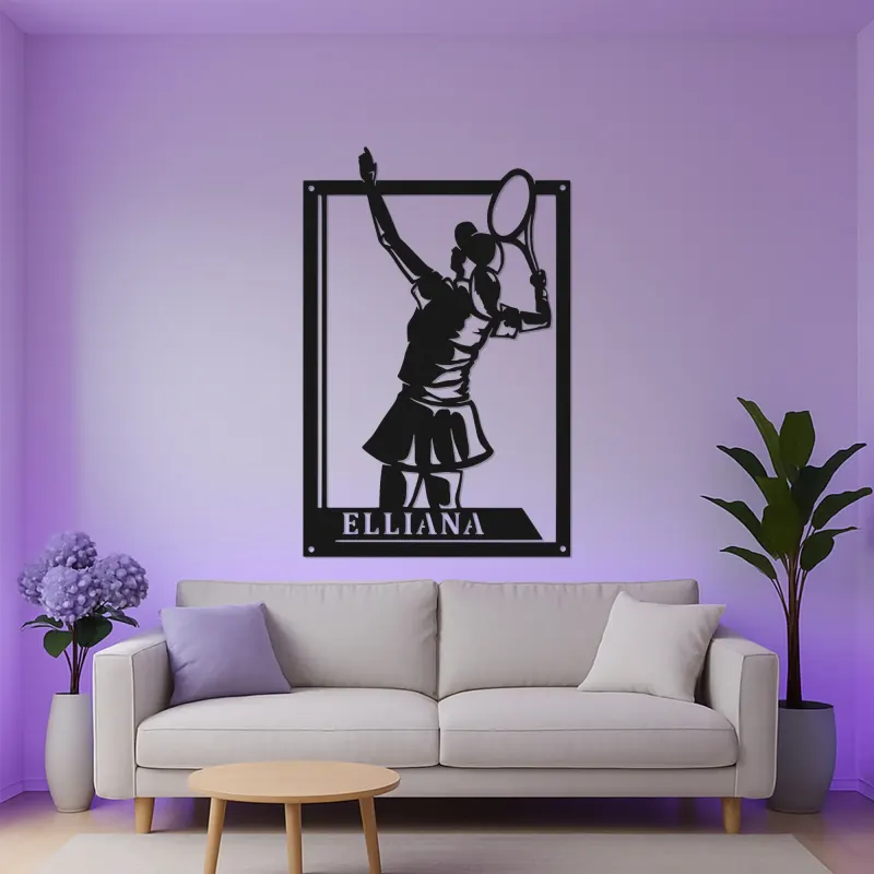 Insegna LED personalizzata per tennista | Arte murale in metallo su misura | Decor sportivo per la stanza | Regalo per atleta