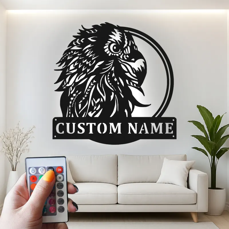 Arte murale in metallo personalizzata con pappagallo | Insegna LED personalizzata per decorazione di patio e ufficio | Targa tropicale per amanti degli uccelli