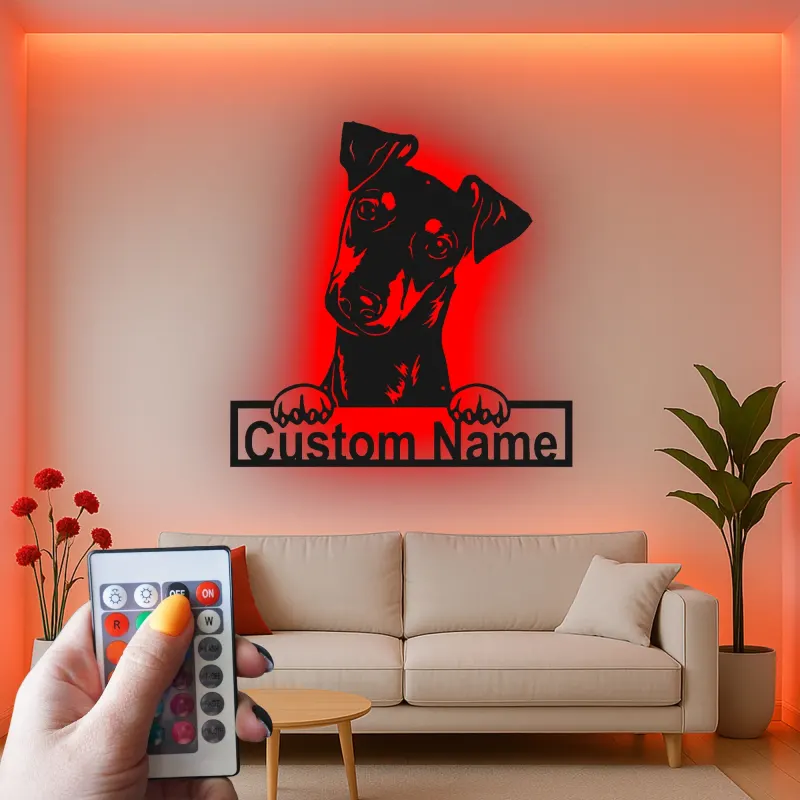 Cartel de metal LED personalizado para perros, regalo para amantes de mascotas, decoración para salones de padres de perros