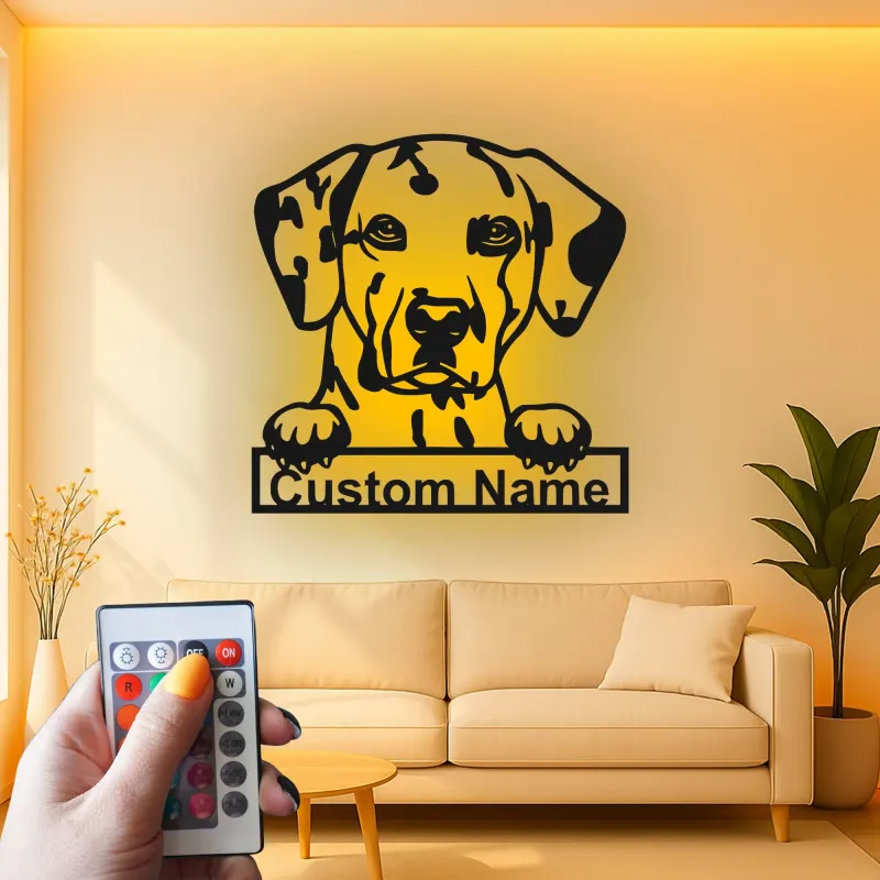 Cartel de metal LED personalizado de Dálmata, regalo para amantes de los perros, decoración para el salón
