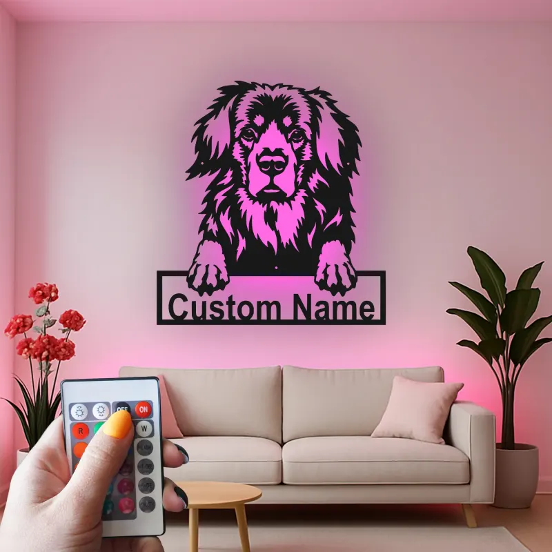 Custom Bernese Mountain Dog Led Light Metal Wall Art Personalized Dog Lover Gift Living Room Pet Decor