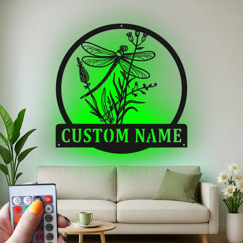 Custom Dragonfly Led Light Metal Wall Art Personalized Nature Lover Gift Garden Room Decor