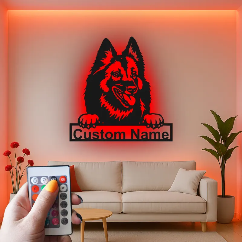 Cartel LED de perro personalizado | Arte mural de nombre de mascota personalizado | Decoración iluminada de entrada | Regalo único para amantes de los perros