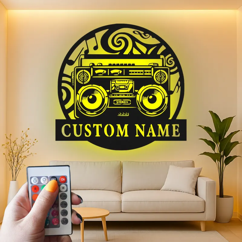 Custom Boombox Led Light Metal Wall Art Personalized Music Lover Gift Retro Decor for Music Room