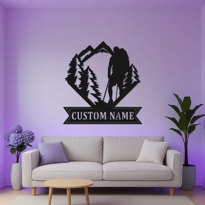 Cartel de metal personalizado de senderismo con LED | Decoración de montaña personalizada | Letrero regalo para amantes del aire libre