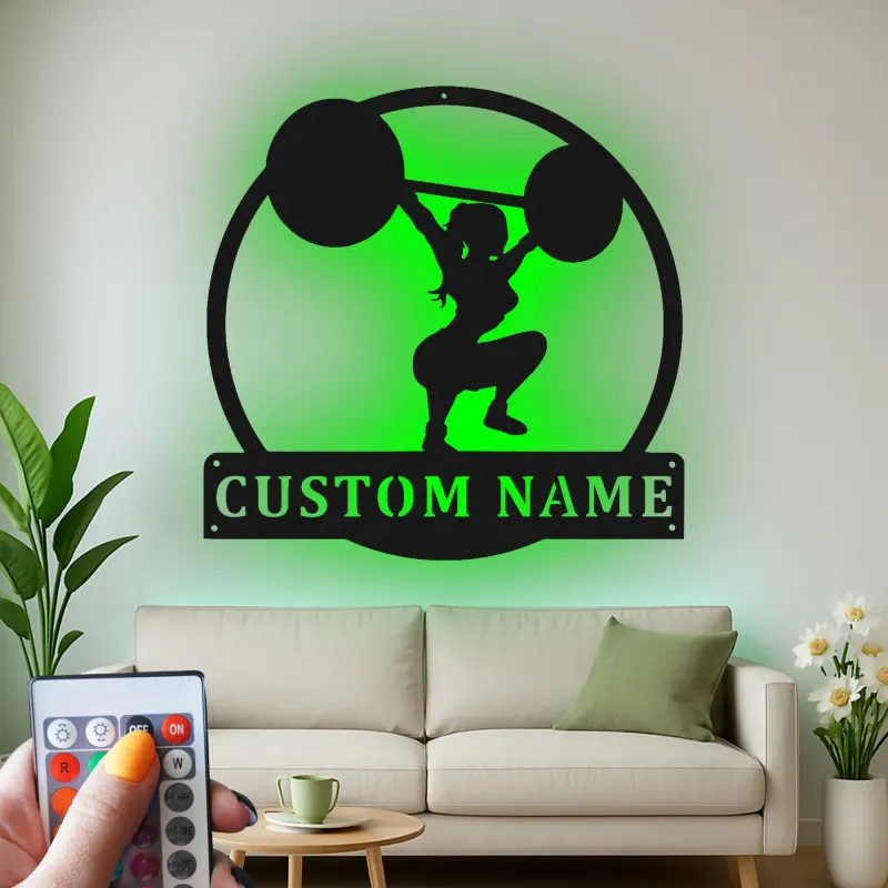 Insegna in metallo LED personalizzata per sollevatori di pesi, regalo decorativo per palestra domestica, insegna da palestra