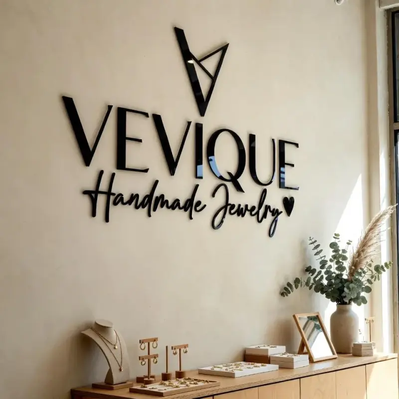Insegna Logo Aziendale | Branding Ufficio 3D in Metallo Nero Opaco | Decorazione Personalizzata per Saloni e Cliniche | Minimalista Moderna