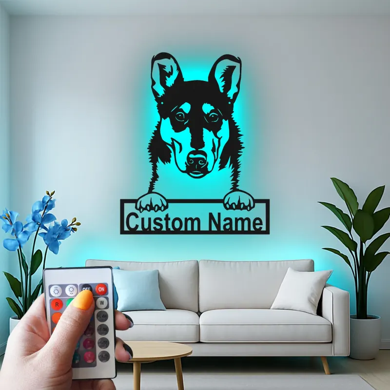 Décoration murale en métal LED personnalisée pour les amoureux des chiens - Berger Allemand 3