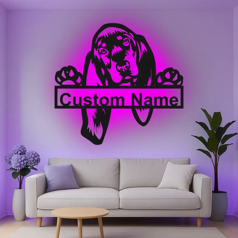 Cartel de metal LED personalizado de Bloodhound, regalo para amantes de los perros, decoración para la sala de estar