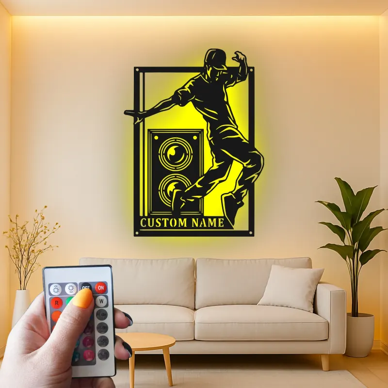 Letrero LED personalizado de bailarín de hip hop | Decoración mural de metal a medida | Decoración para estudio de danza | Luz para habitación juvenil