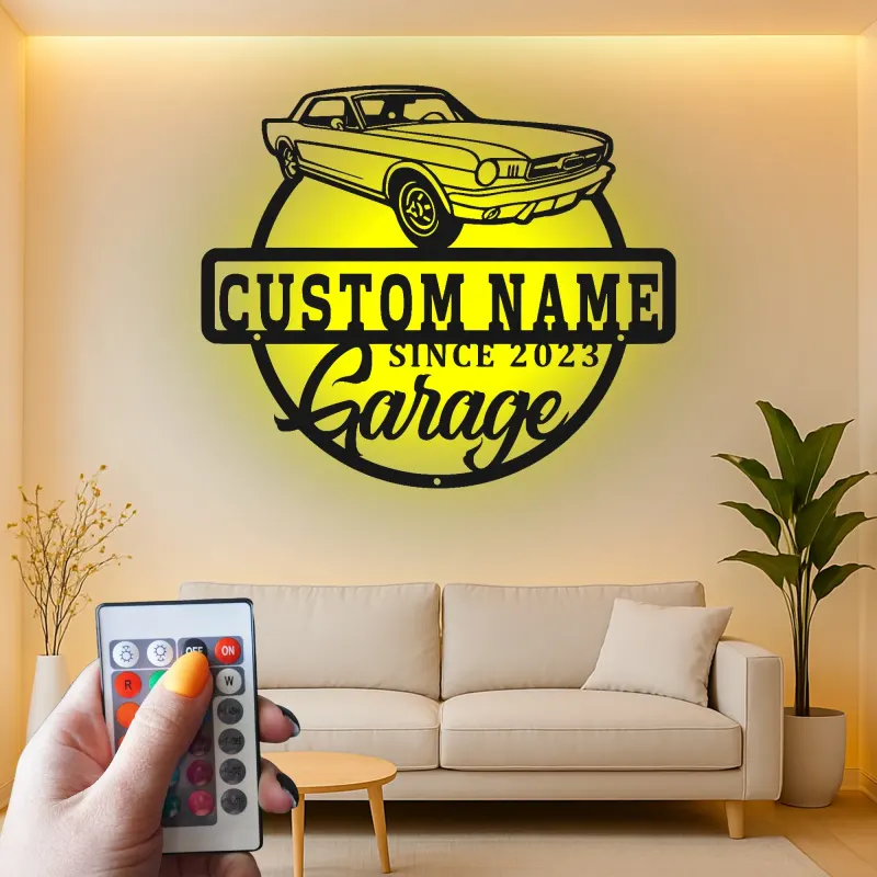 Personalisierte LED-Wandkunst aus Metall mit Oldtimer – Geschenk für Autoenthusiasten und Man-Cave-Deko