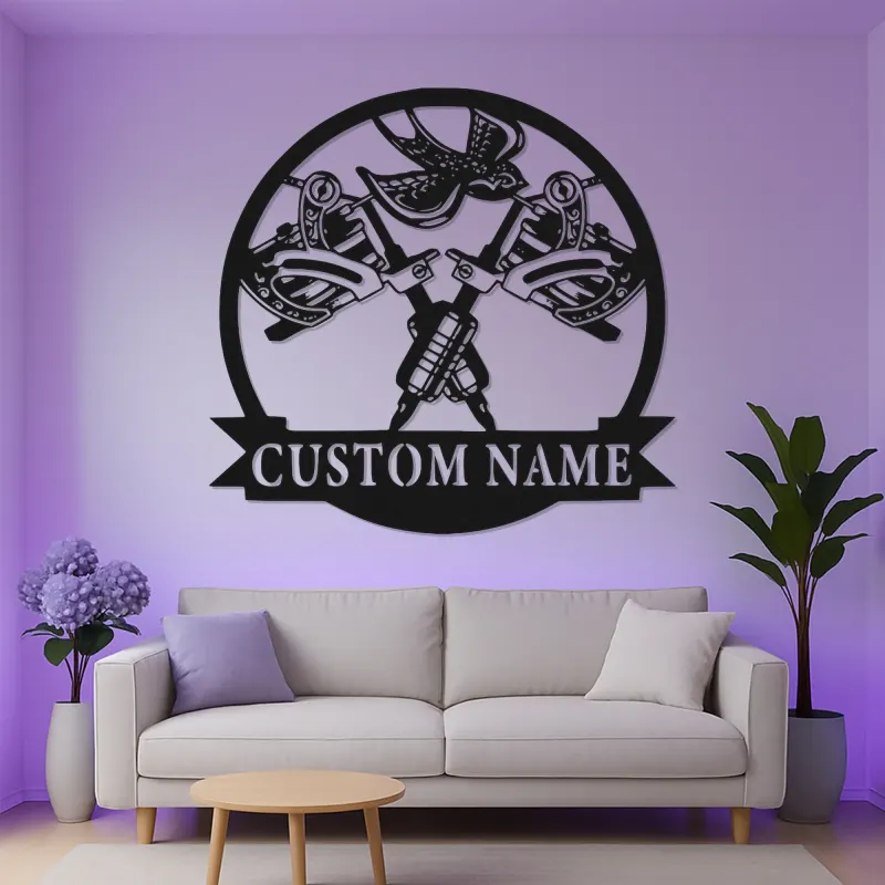 Custom Tattoo Studio Sign | Personalized LED Metal Wall Art | Tattoo Shop Decor & Artist Gift