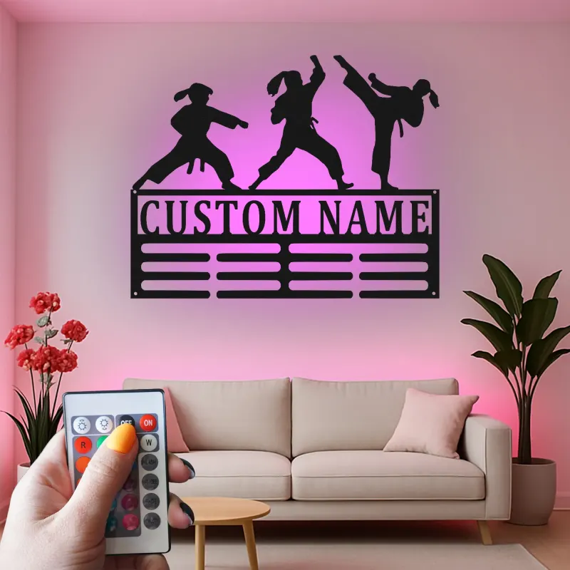 Personalized Martial Arts Metal Sign | Custom Karate LED Wall Art | Dojo & Gym Decor | Martial Artist Gift