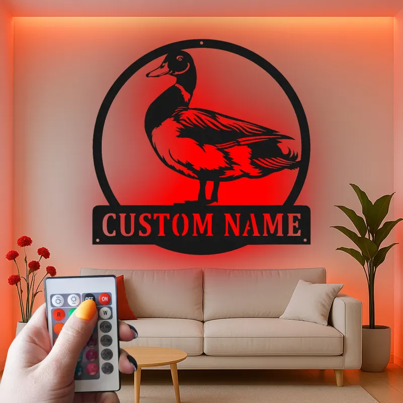 Custom Duck Led Light Metal Wall Art Personalized Gift for Nature Lovers Farmhouse Wall Decor
