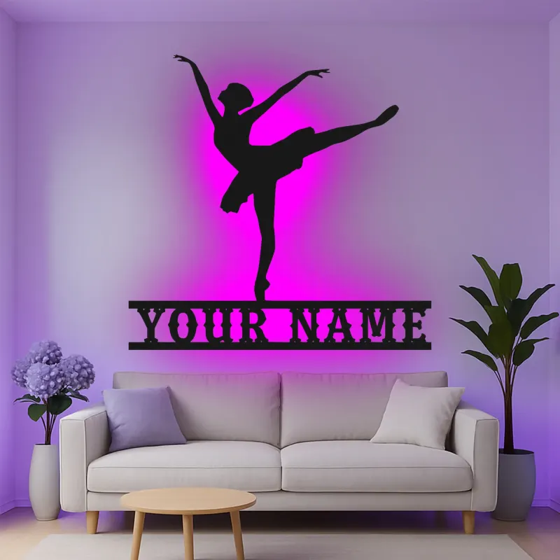 Insegna in metallo LED ballerina personalizzata, regalo per ballerini, decorazione per studio di danza o camera da letto