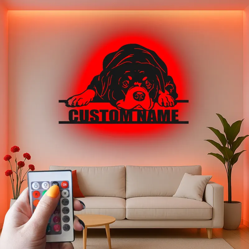 Décoration murale en métal LED personnalisée pour chien, cadeau pour les amoureux des animaux, décoration de salon
