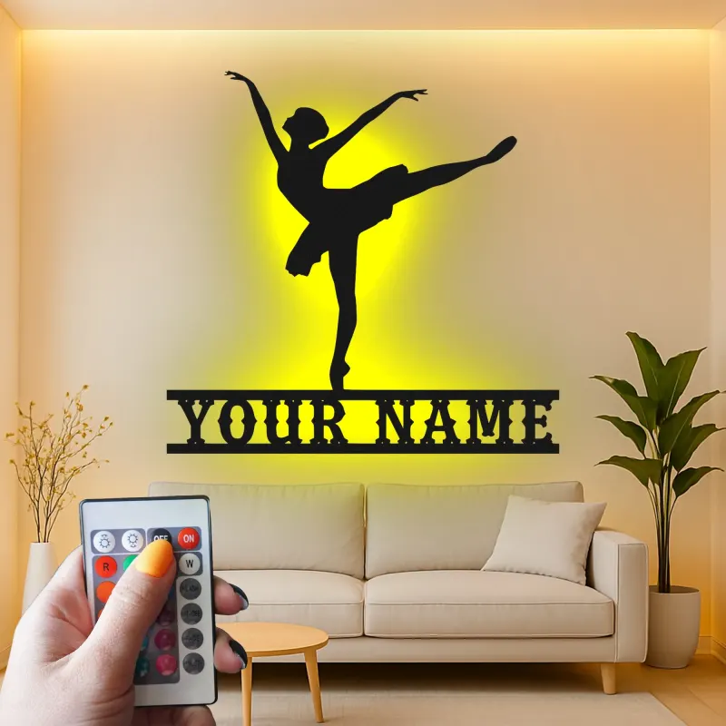Insegna in metallo LED ballerina personalizzata, regalo per ballerini, decorazione per studio di danza o camera da letto