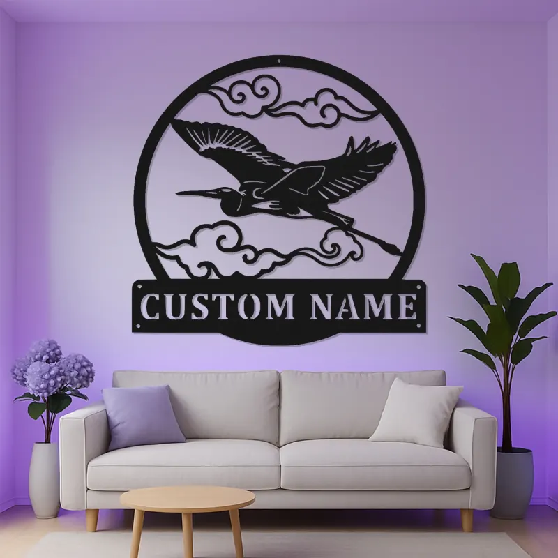 Personalized Heron LED Sign | Custom Metal Wall Art | Outdoor Garden & Patio Decor | Japandi Nature Lover Gift