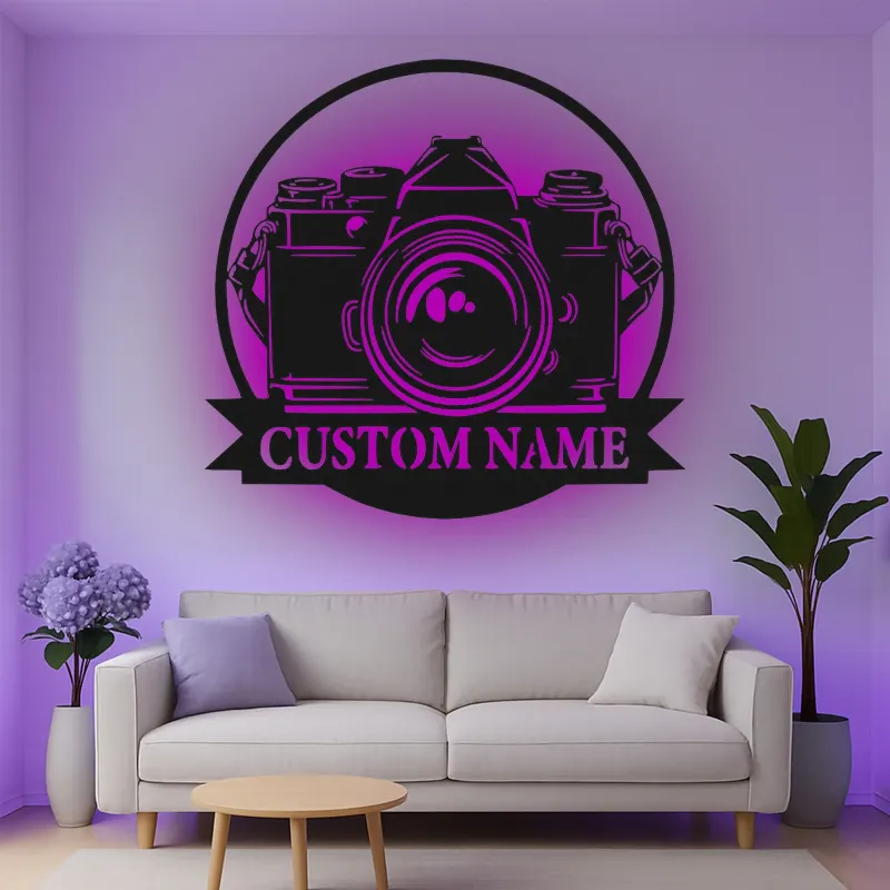 Insegna in metallo LED Camera personalizzata regalo per fotografi decorazione per studio per amanti della fotografia