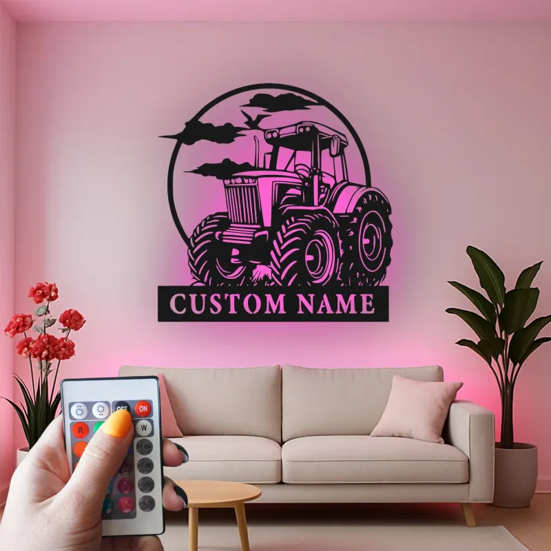 Cartel de metal LED de tractor personalizado Regalo para agricultores Decoración rústica de granja para amantes de la agricultura