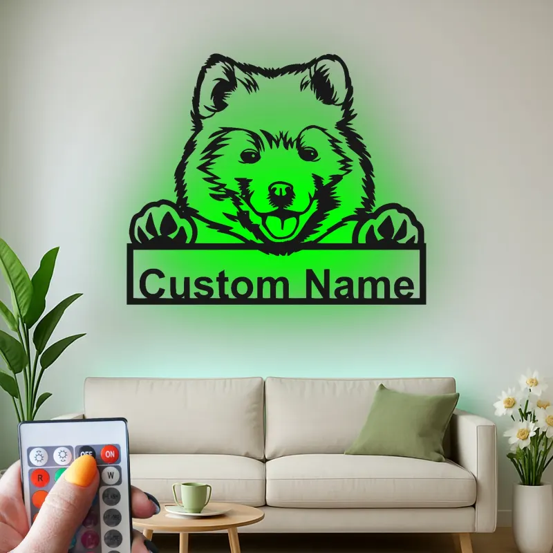 Personalisierte LED-Metall-Wandkunst mit Hundemotiv – Geschenk für Hundeliebhaber, Wohn- oder Kinderzimmerdeko