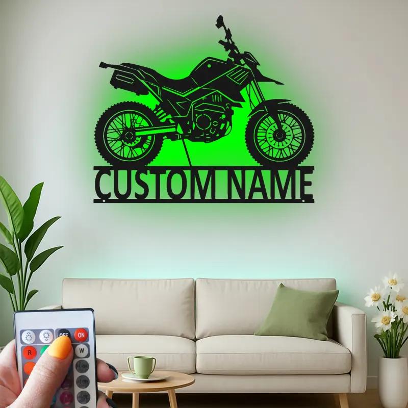 Insegna in metallo personalizzata moto con luce LED regalo per appassionati di motociclette, decorazione per garage o man cave