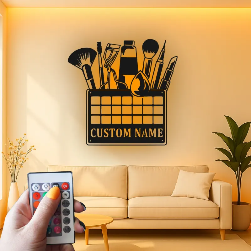 Personalisierte Makeup Artist LED-Schild | Individuelle Metall-Wandkunst für Salon-Dekoration | Beauty-Studio Namensschild | MUA Vanity Licht