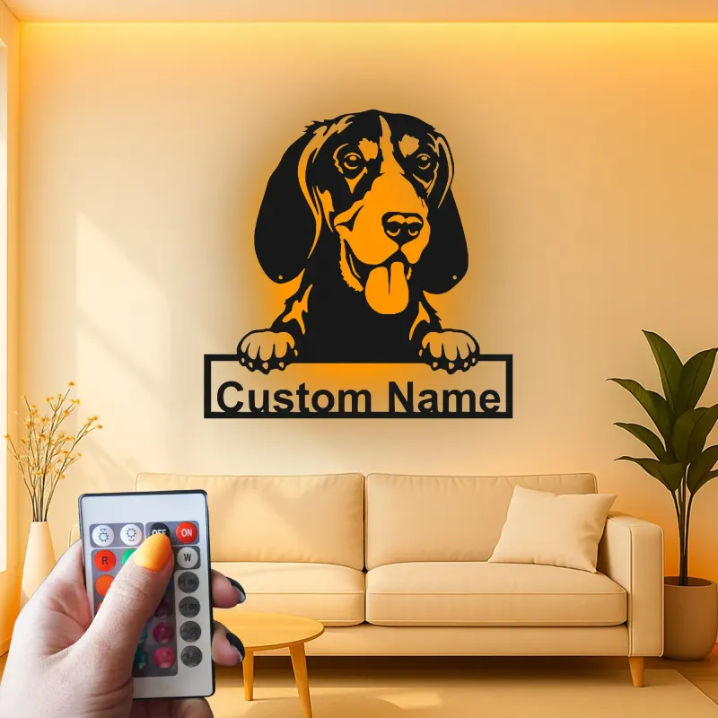 Custom Beagle Led Light Metal Wall Art Personalized Dog Lover Gift Living Room Pet Decor 3