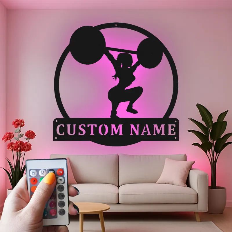 Insegna in metallo LED personalizzata per sollevatori di pesi, regalo decorativo per palestra domestica, insegna da palestra