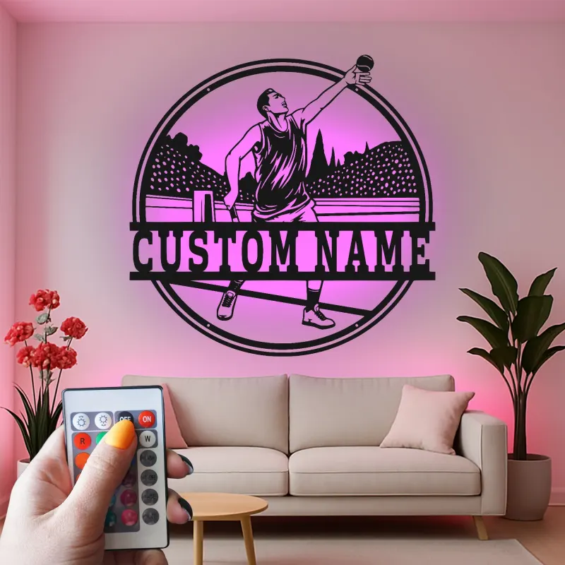 Custom Tennis Player LED Metal Wall Art | Personalized Name Sign | Athlete Bedroom Decor | Premium Sports Gift