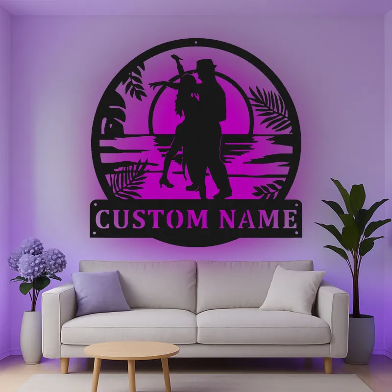Personalisiertes LED-Licht Metallschild Romantischer Tanz - Geschenk für Paare im Schlafzimmer oder Wohnzimmer