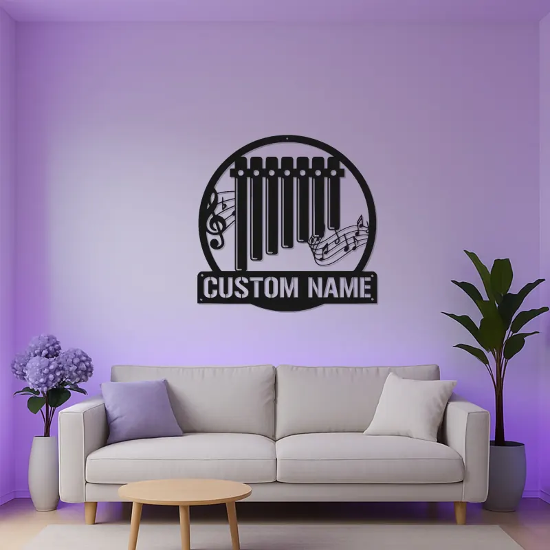 Letrero de flauta de pan personalizado | Arte mural metálico LED | Decoración a medida con nombre para músicos | Iluminación para estudio y sala