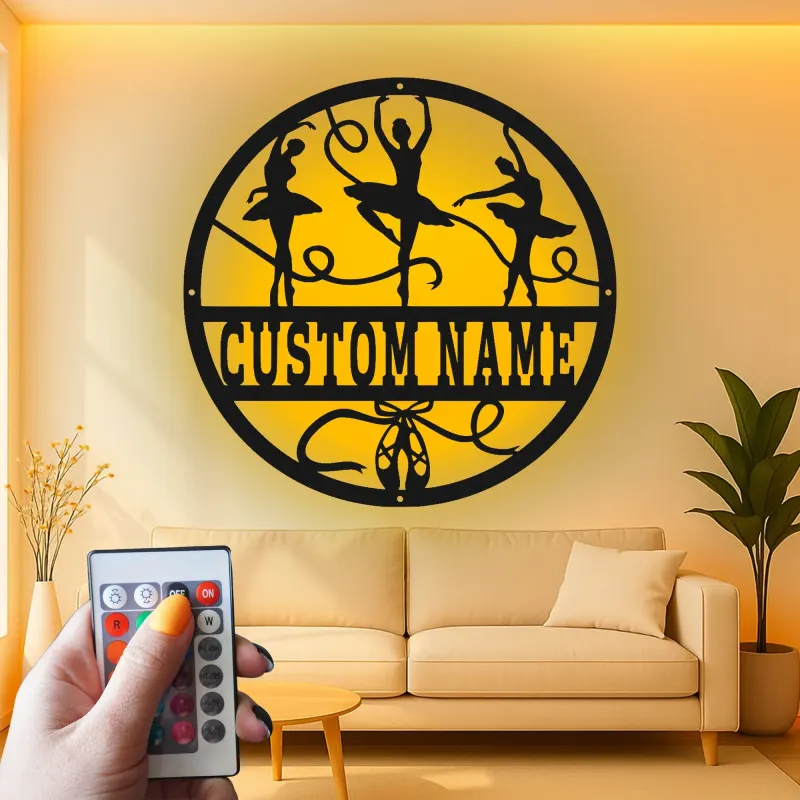 Décoration murale en métal personnalisée Danseuse de ballet avec rétroéclairage LED Cadeau pour danseur Décor de studio ou de chambre