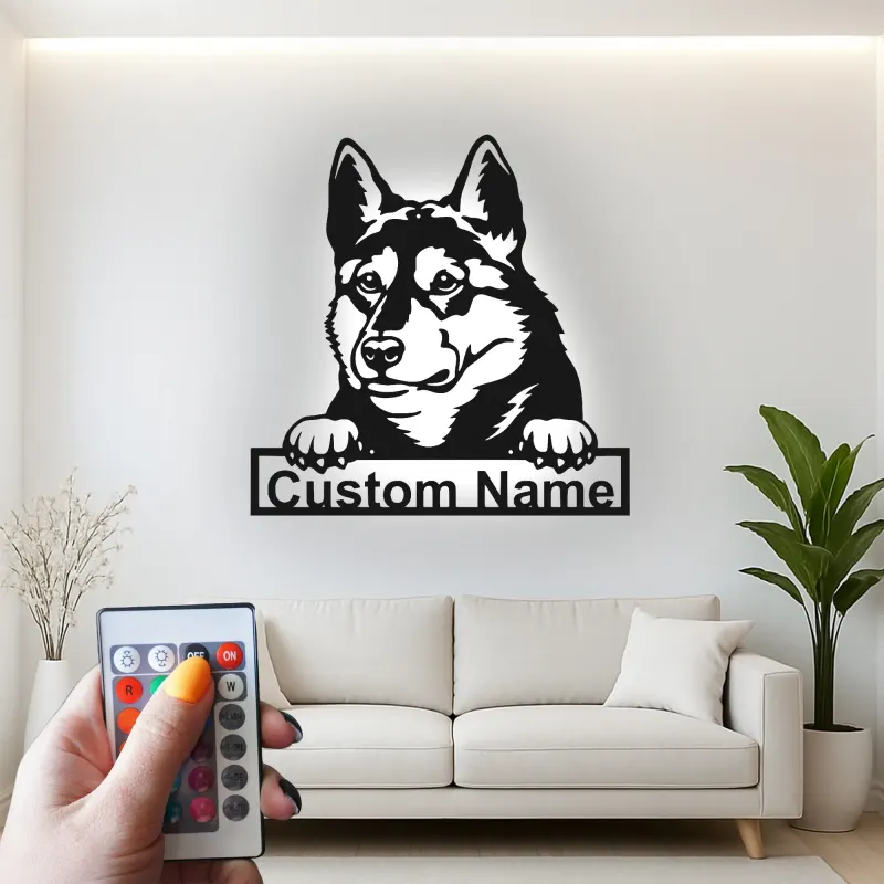 Cartel de metal LED personalizado de Pastor Alemán, regalo para amantes de los perros, decoración para la sala de estar
