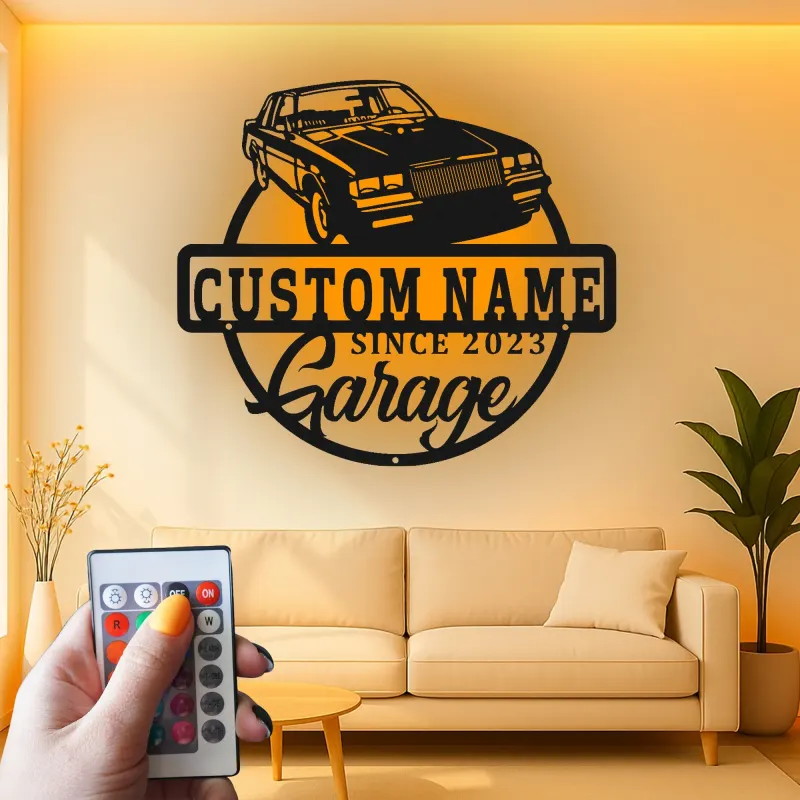 Cartel de metal LED de coche clásico personalizado regalo de garaje para entusiastas del automóvil decoración de man cave 7
