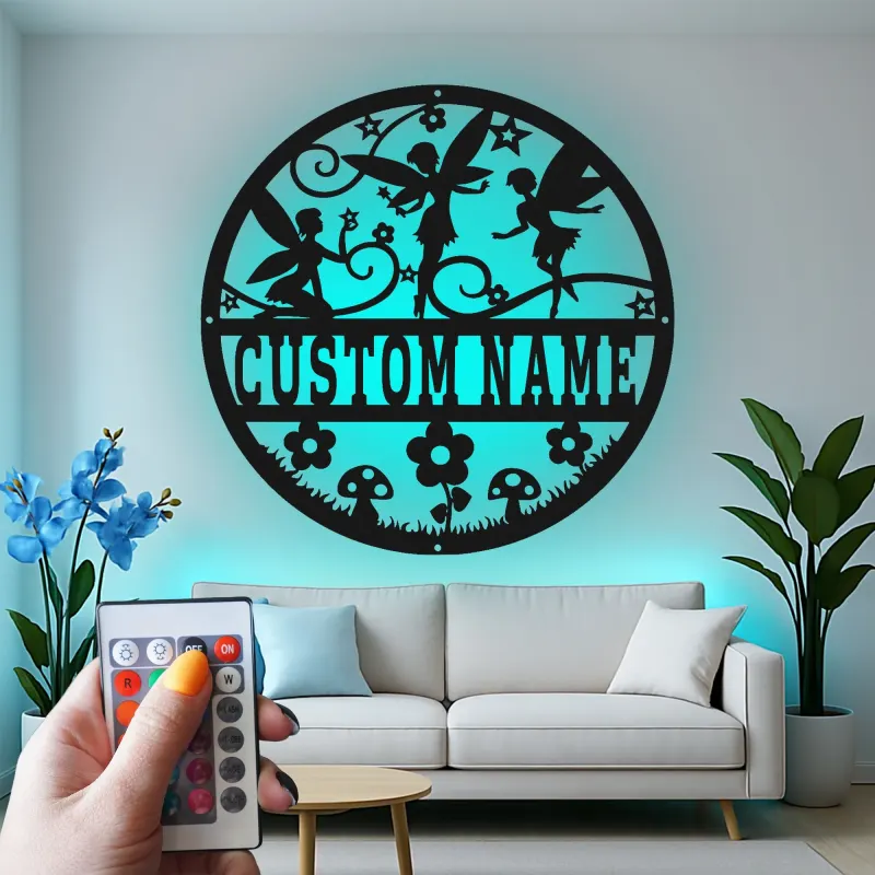 Personalisierte Feen-Namensschild mit LED | Individuelle Metall-Wandkunst | Verzauberte Kinderzimmer-Dekoration für Mädchen | Magisches Nachtlicht Geschenk