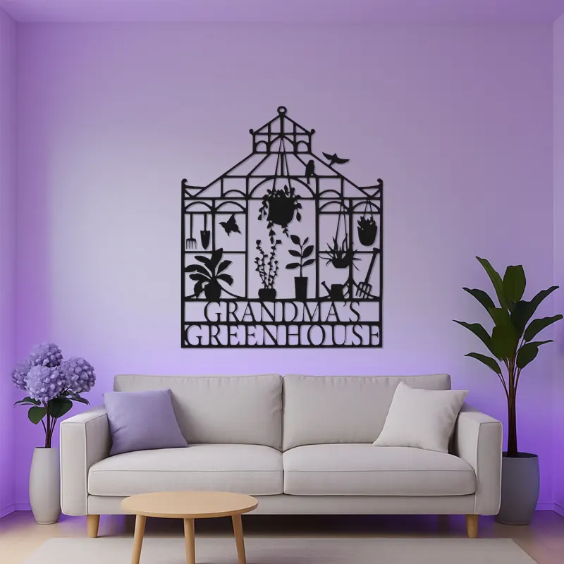 Panneau personnalisé pour serre avec LED | Décoration murale en métal sur mesure pour le jardin | Cadeau pour mamie jardinière | Déco murale