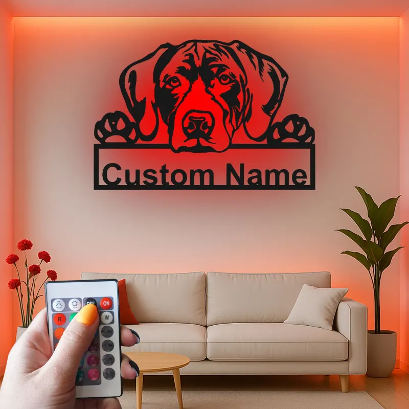 Insegna in metallo LED personalizzata per amanti dei cani con Alano - Regalo per la sala da pranzo 3