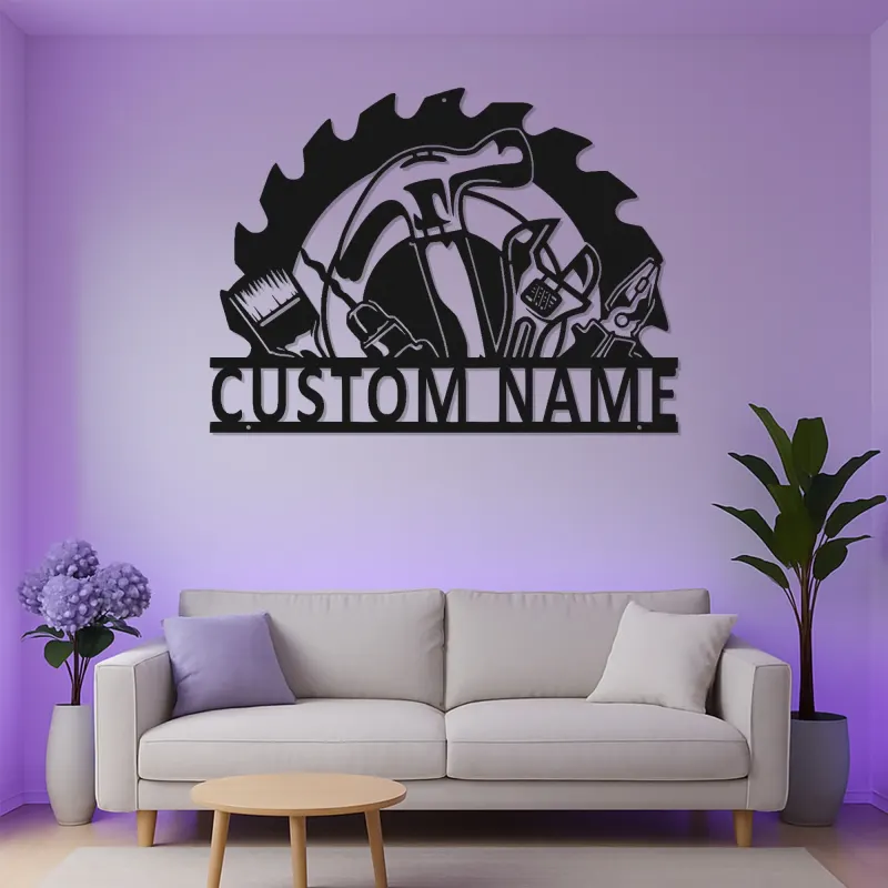 Custom Carpenter LED Sign | Personalized Metal Workshop Art | Handyman Garage Decor | Woodworker Gift