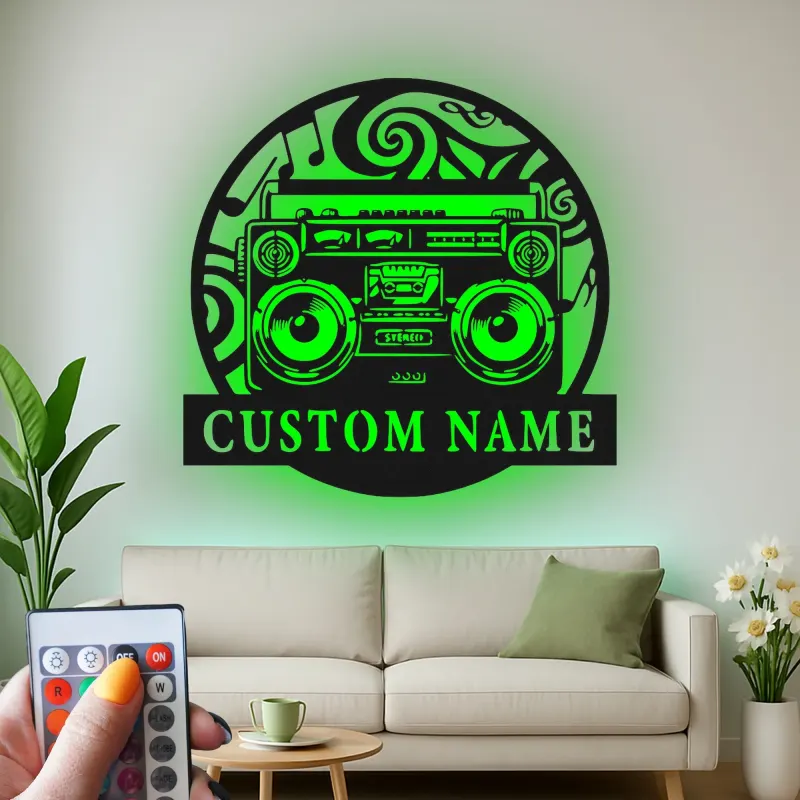 Custom Boombox Led Light Metal Wall Art Personalized Music Lover Gift Retro Decor for Music Room