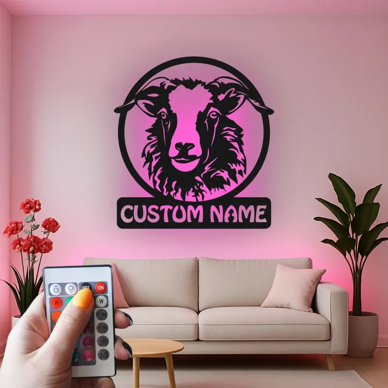 Custom Sheep Metal Sign | LED Farmhouse Wall Art for Barn & Ranch | Personalized Country Home Decor