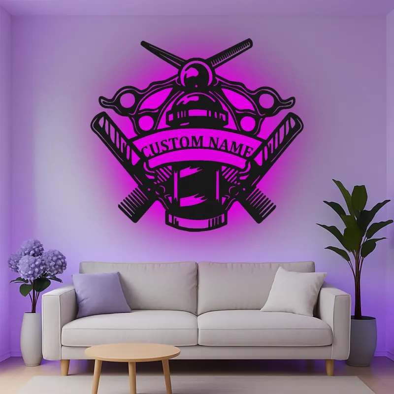 Insegna in metallo LED per Barber Shop Personalizzata Regalo per Barbieri Decorazione per Salone